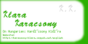 klara karacsony business card